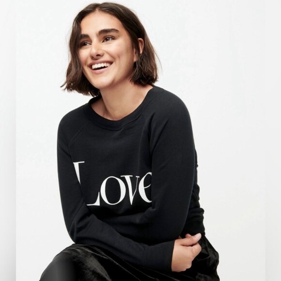 J. Crew University Terry Love Sweatshirt Black Size Small - Picture 2 of 6
